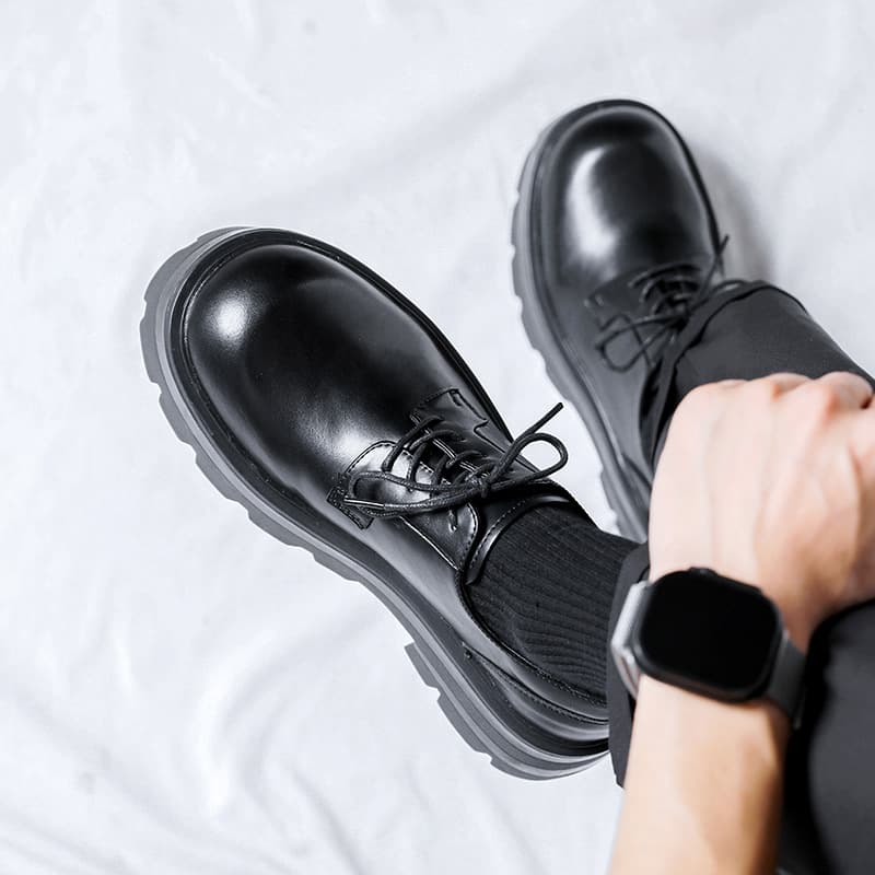 Men's Leather Shoes Business Formal Big Toe High-End British Style Thick Sole Height Increase Wedding Groom Derby Shoes 8133-R