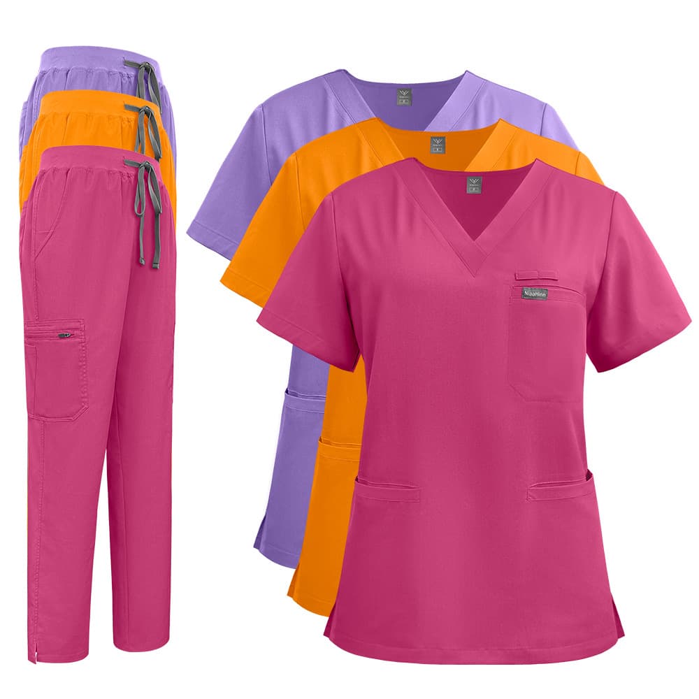 High Quality Multi-Pocket New Style Solid Color Doctor Nurse Workwear Lab Coat Nurse Uniform Scrub Top