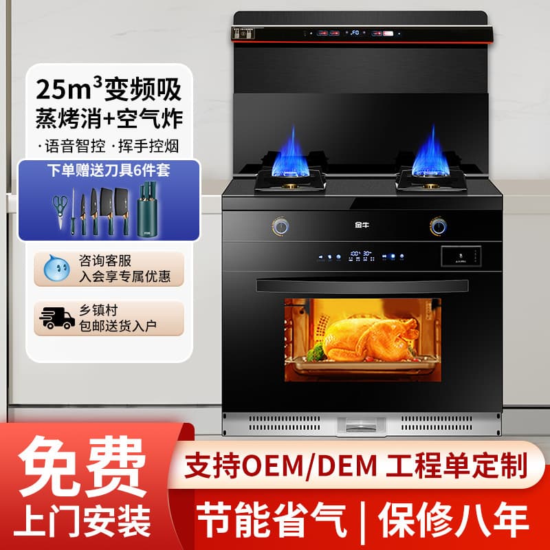 Taurus Integrated Stove Home All-in-One Stove Natural Gas Steam Roast Disinfection Smart Variable Frequency Gas and Electric Dual-Use Integrated Stove Wholesale