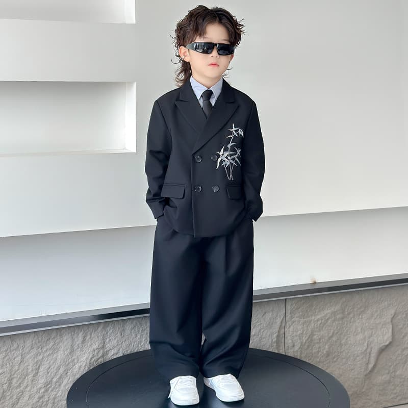 Children's Suit Sets, Boys' Host Chinese-style Attire for Piano Performances, Spring/Autumn Pageboy Birthday Suits