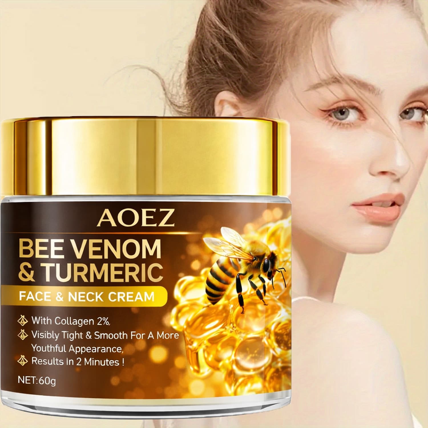 Bee Venom Turmeric Collagen Hyaluronic Acid Vitamin E Vitamin C Face Cream Moisturizing Hydrating