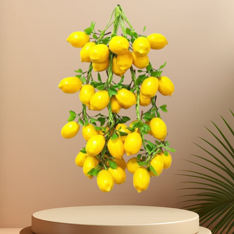 Direct from Factory Artificial Fruit and Vegetable Yellow Lemon String 8-Head Lemon Fruit String Farmhouse Decoration Photography Prop