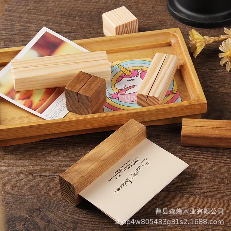 Desk Calendar Postcard Wooden Base Desktop Note Wooden Stand Business Card Photo Memo Clip Acrylic Base