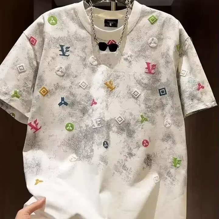 New Foreign Trade Summer Short-Sleeve T-Shirt for Men, Stylish and Trendy Printed Loose-Fit Men's Round-Neck Fashion Top for Teenagers