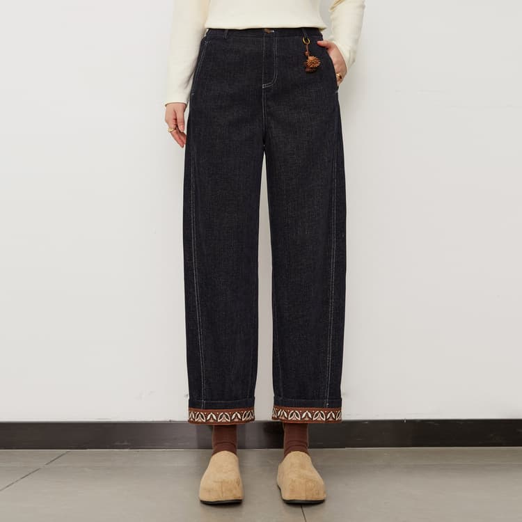 【Fold-up Hem Pants】Slim & Beautiful Plus Size Women's Retro Versatile Straight Leg Pants, New Winter 2025 Style for Curvy Women