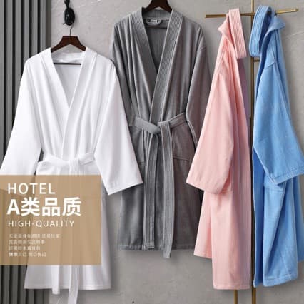 Hotel & B&B Bathrobe, Pure Cotton Towel Fabric, Quick-Dry Absorbent, Unisex, All-Season, Five-Star Hotel Quality