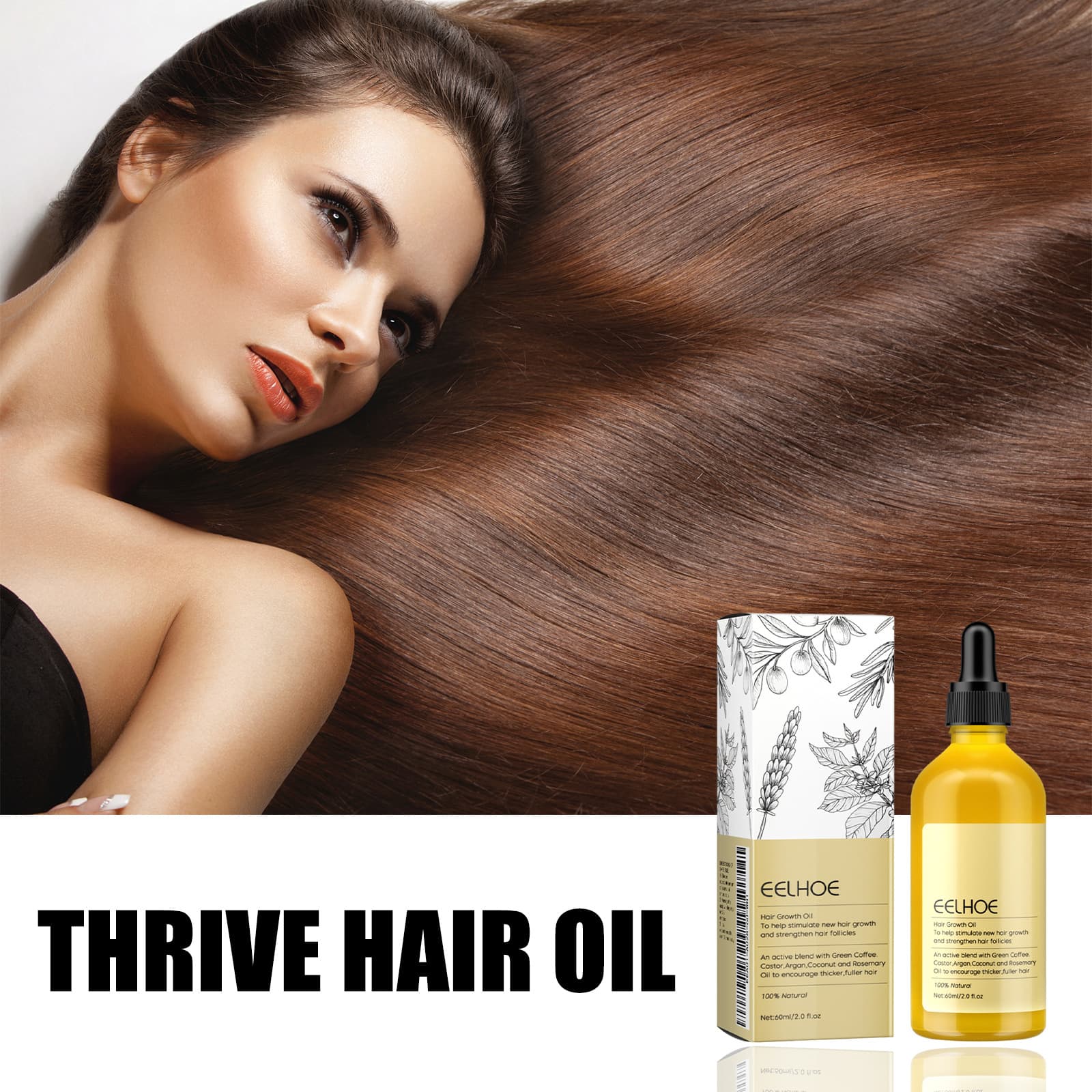 EELHOE Rosemary Hair Oil - Nourishing, Smoothing, Gentle Care for Shiny Hair