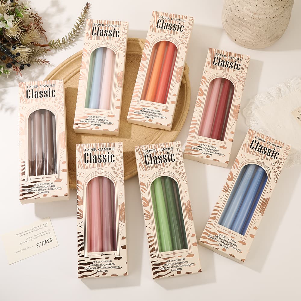 25cm Gradient Morandi Color Taper Candles Wholesale, Home Romantic Wedding Smokeless Long Taper Candles Cross-Border