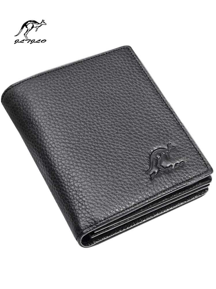 Top-Grain Leather Men's Wallet Short Genuine Leather Billfold for Young Men Business Kangaroo Leather Wallet