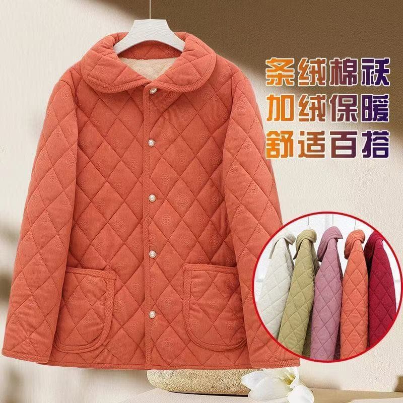 Autumn/Winter Warm New Short Middle-Aged and Elderly Mother's Casual Loose Outerwear, Fleece-Lined Fashionable Cotton Jacket