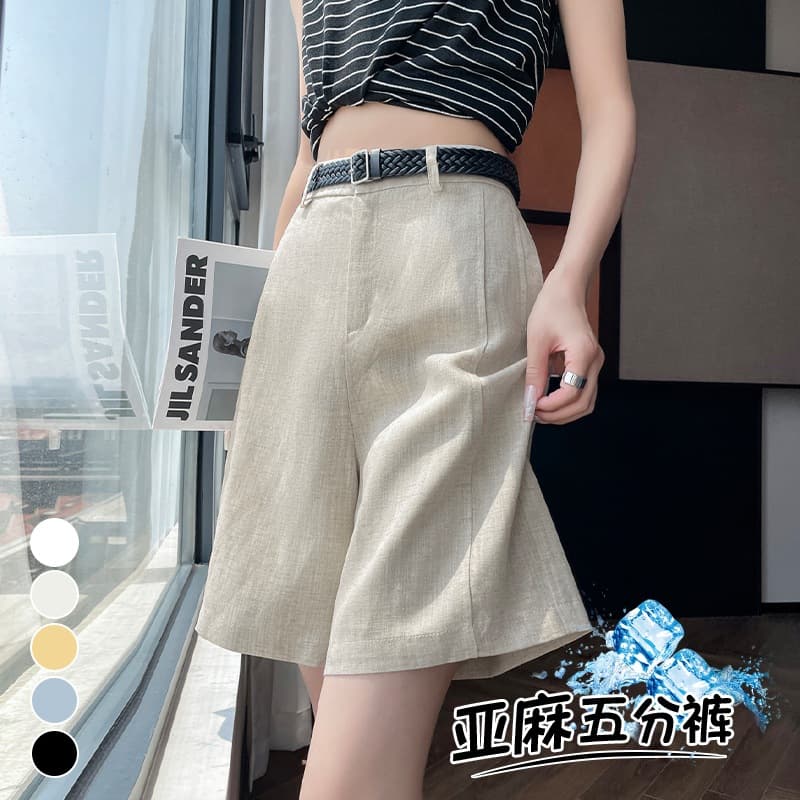 2026 Summer New Tencel Linen Capri Pants Wide Leg Pants High Waist Loose A-Line Shorts Thin Cotton Linen Pants Women