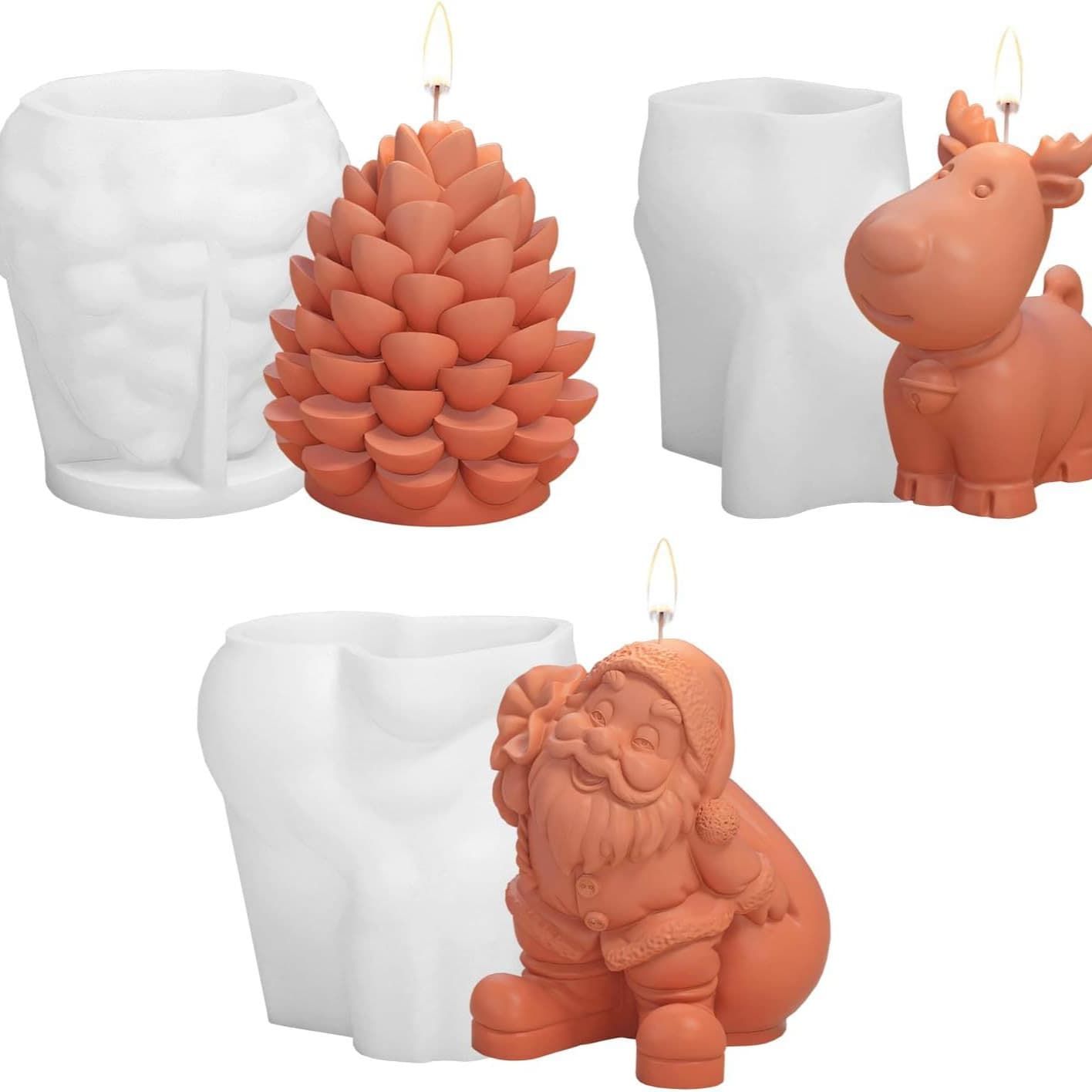 Cross-border Christmas Elk Aromatherapy Candle Silicone Film Creative Christmas Pinecone Home Decorations Ornaments