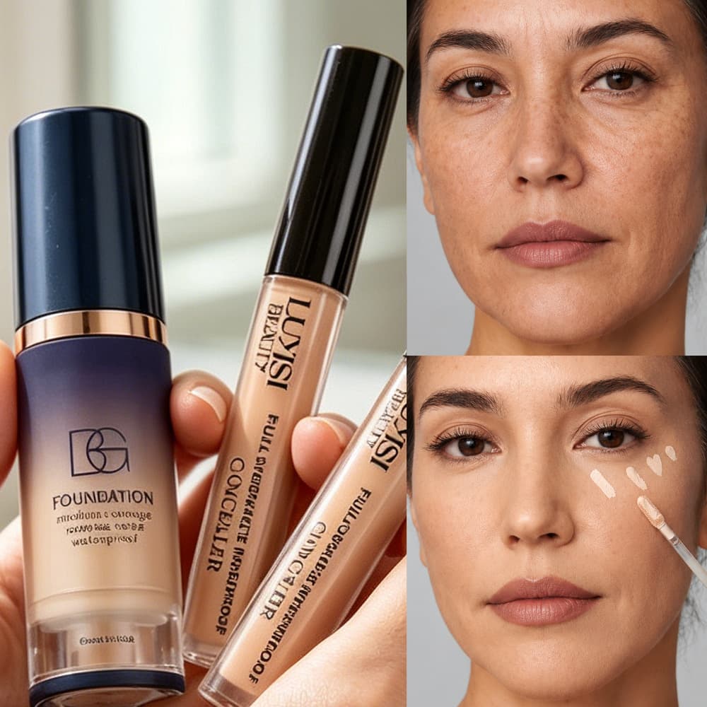 2-Piece/Set Face Base Makeup Set - Foundation and Concealer Set, Full Coverage Face Makeup Set