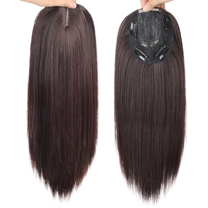 Women's Hair Topper Lightweight Gray Coverage Center Part Hair Topper One-Piece Synthetic Wig Block Xuchang Wig