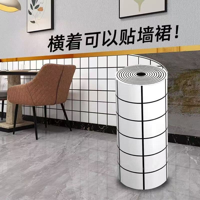 Self-Adhesive Kitchen Oil-Proof Sticker Thick Glossy Aluminum Composite Panel Waterproof Oil-Proof High-Temperature Resistant Plaid Decorative Sticker