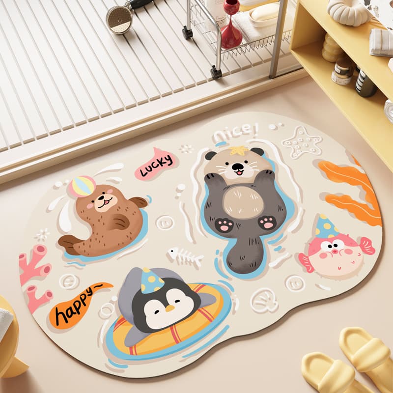 Bathroom Mat, Water-Absorbent Non-Slip Door Mat for Bathroom Entrance, Diatom Mud Mat, Toilet Carpet