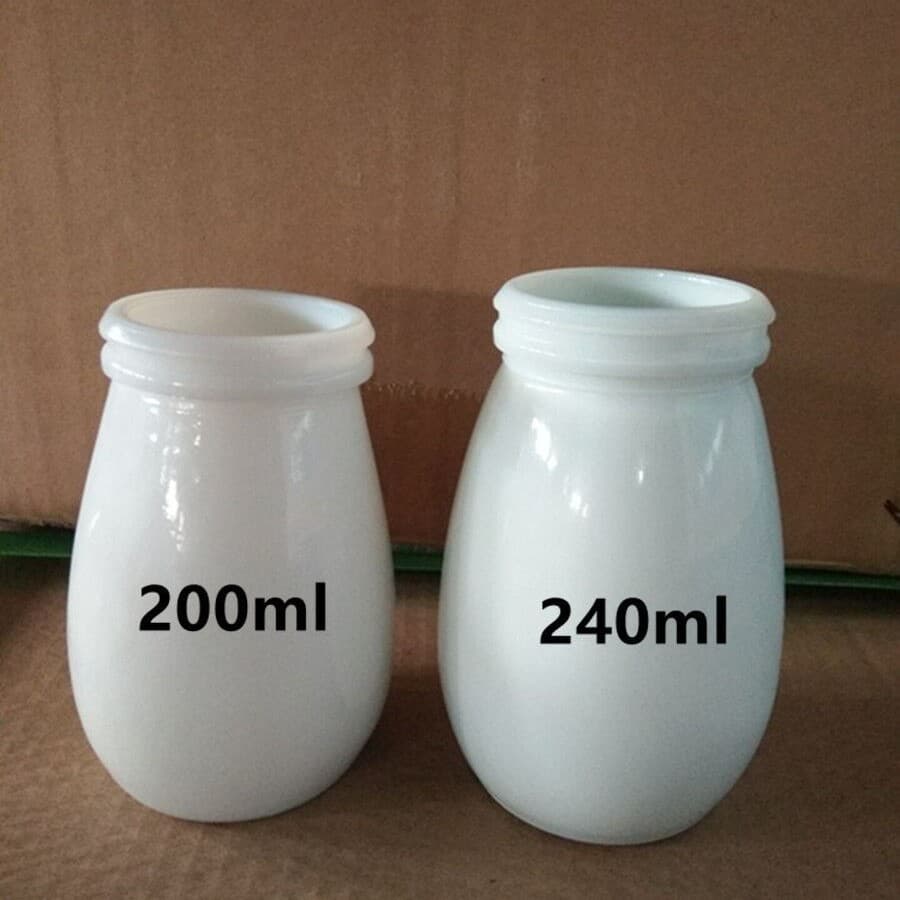Wholesale 200ml/240ml Old Beijing Yogurt Jar Ceramic Pudding Milk Cup with Plastic Lid Glass Cup for Milk Brewing
