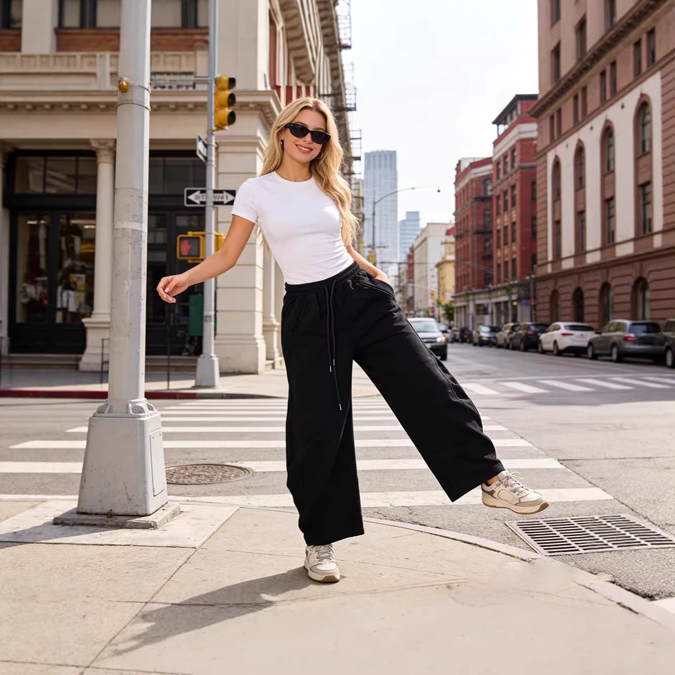 European and American Fashion Trend Spring Autumn Women's Pants Casual Straight Leg Pants Versatile Slimming Wide Leg Pants Loose Comfortable Long