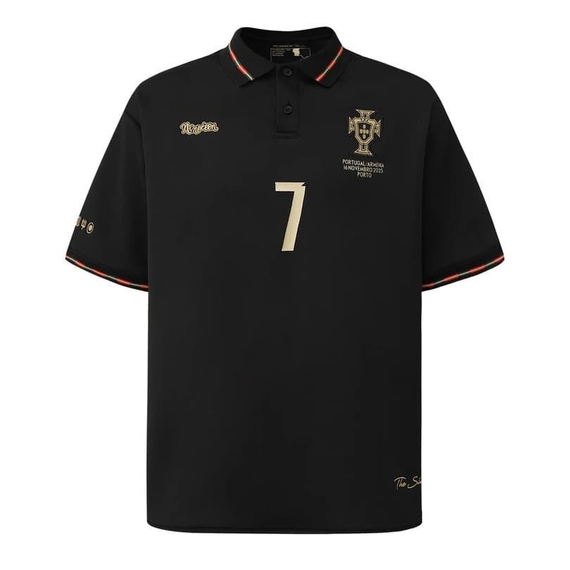 Portugal - Black Gold Series - CRO - EUSEBIO - 60th Anniversary - Everyday Trendy Versatile American Polo Short