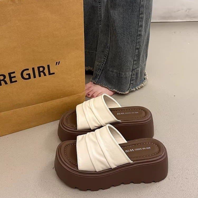 2026 Chunky Platform Summer New One-Strap Sandals for Dresses Women's Comfortable Slippers Beach Height Increase