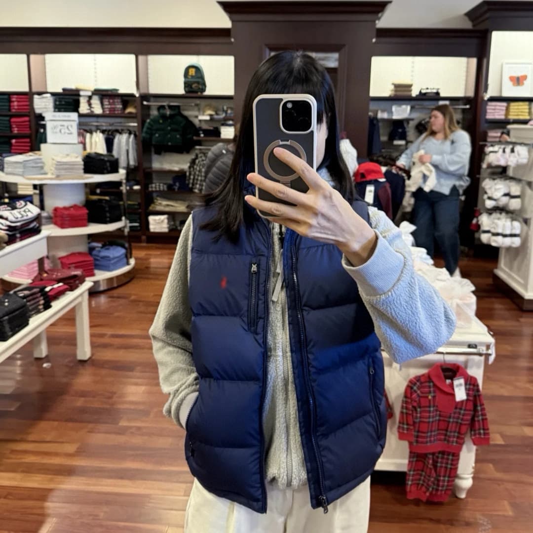 RL Pony Embroidery American Style Autumn/Winter Stand Collar Warm Water-Repellent Down Vest Unisex Couples Outerwear Vest Casual