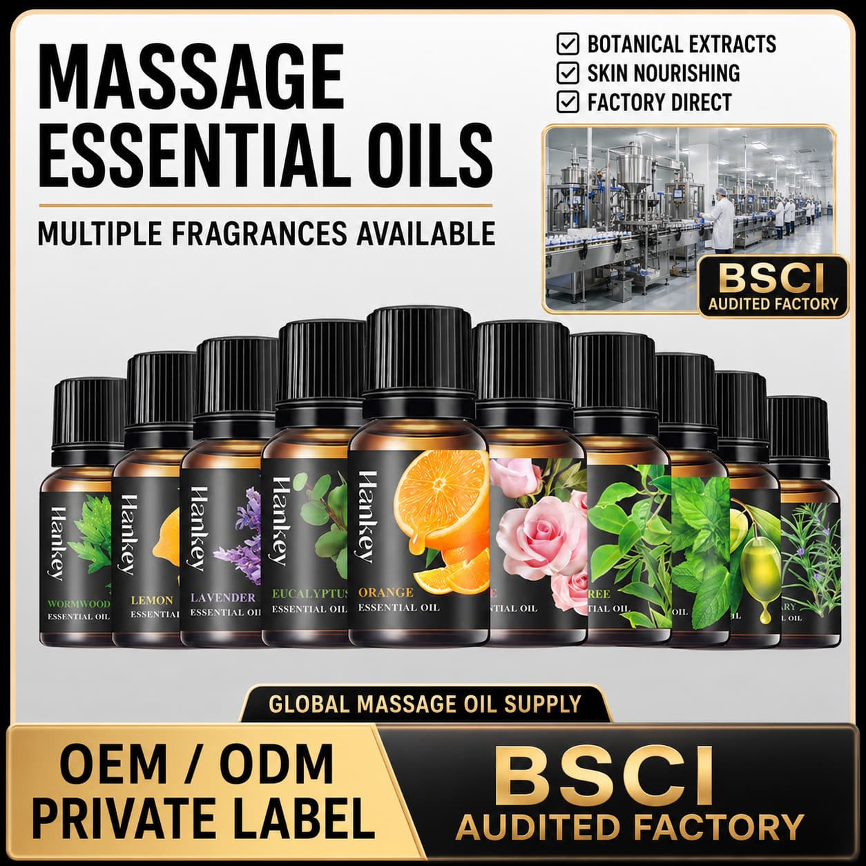 All-English Cross-border Massage Essential Oil Lavender Tui Na Wormwood Ginger Body Oil Skincare Products Wholesale Foreign Trade Essential Oil