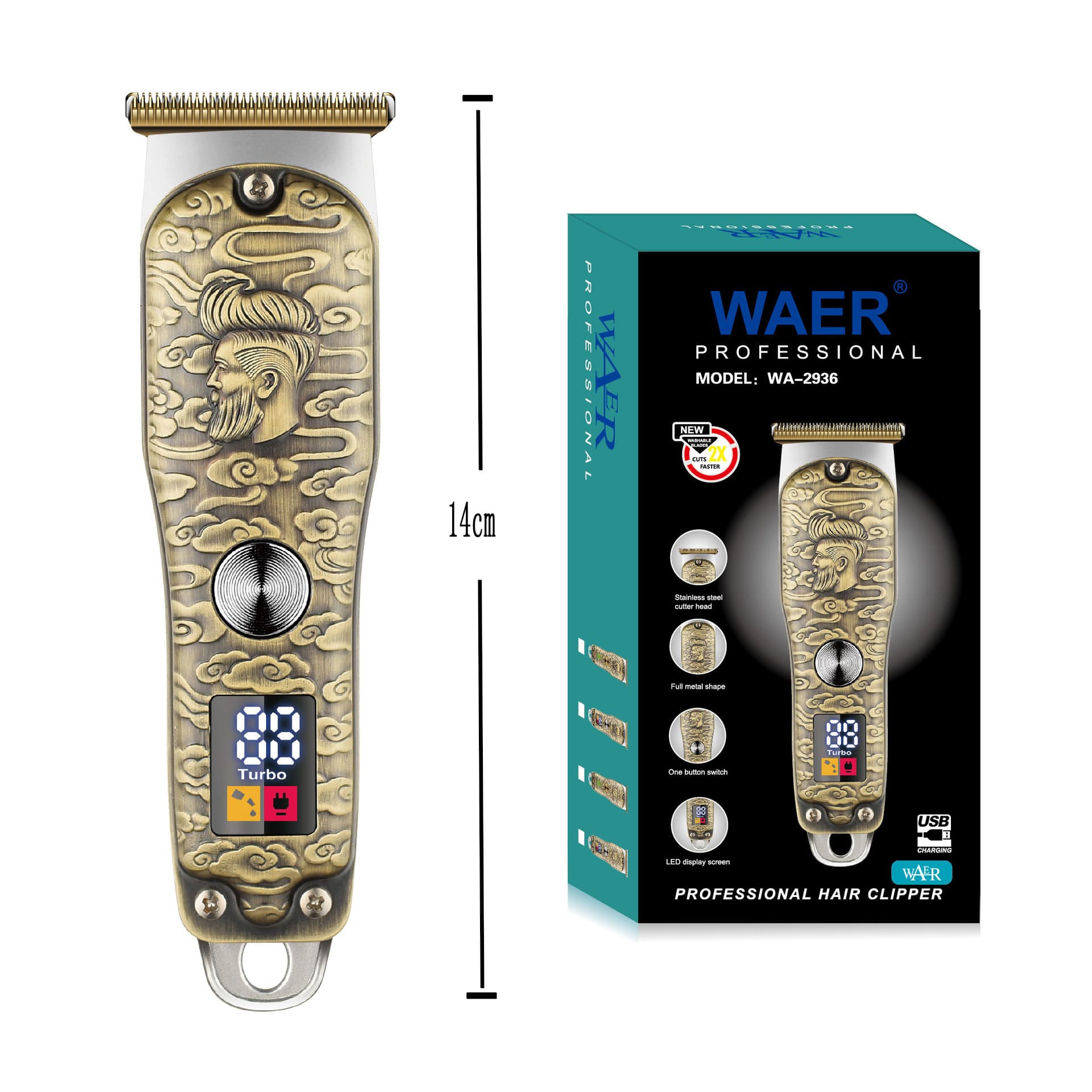 WAER cross-border supply electronic hair clipper hair salon special high-power electrical appliance manufacturer direct sales electric clipper