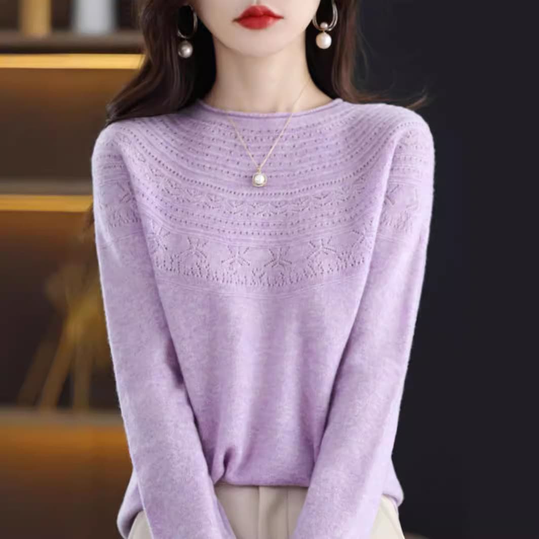 Autumn/Winter One-Piece Rolled Hem Round Neck Wool Sweater for Women, Korean Loose Knit Sweater, Base Layer Innerwear Wool Sweater