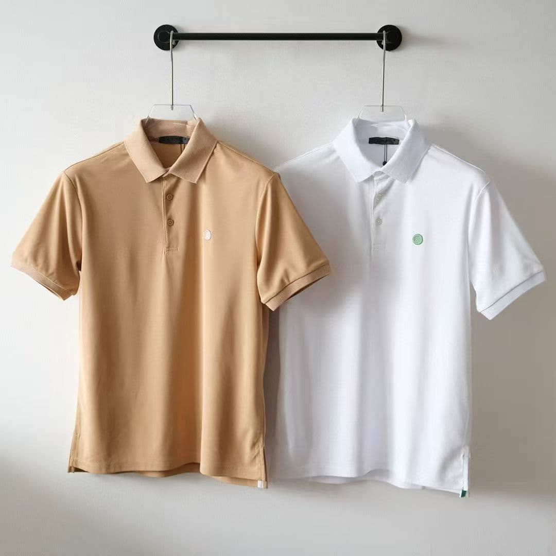 Summer Golf Men's Clothing Collar Half Button Simple Short Sleeve T-Shirt Sports Casual Versatile Breathable Top