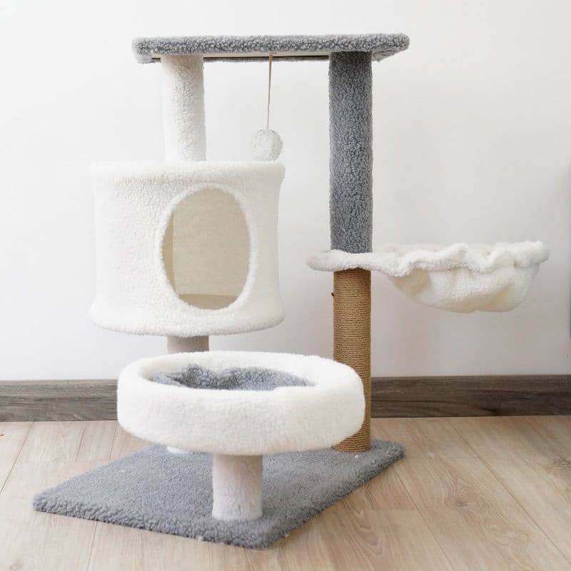 Cat Tree Cat Tower Cat Condo Integrated Solid Wood Small Cat Furniture with Scratching Post - Season Jie Qi