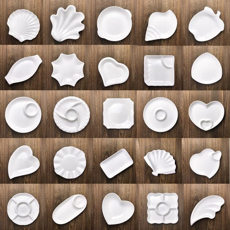 Irregular Creative Plate Serving Dish Commercial Plate White Ceramic Dinner Plate Hotel Tableware Restaurant Cold Dish Plate Home