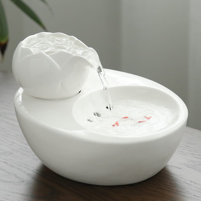 Cat Water Fountain Ceramic Automatic Circulating Water Dispenser Pet Drinking Bowl Water Feeder Anti-Splash New