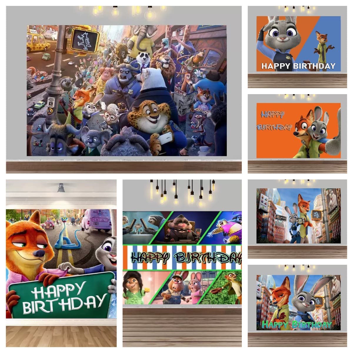 Cross-border Zootopia Cartoon Style Polyester Background Cloth Indoor and Outdoor Universal Source Factory One Piece