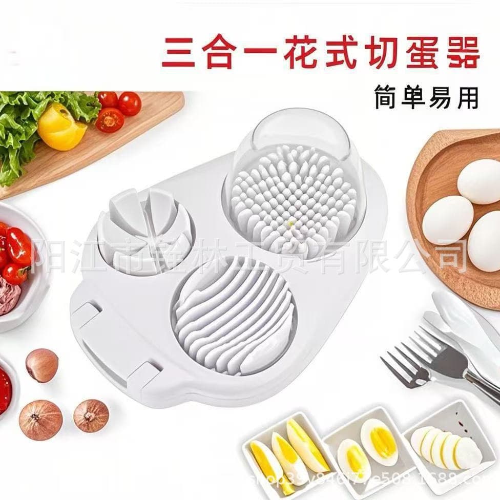 Egg Slicer, Household Stainless Steel Egg Cutter, 3-in-1 Preserved Egg, Century Egg, and Boiled Egg Slicer