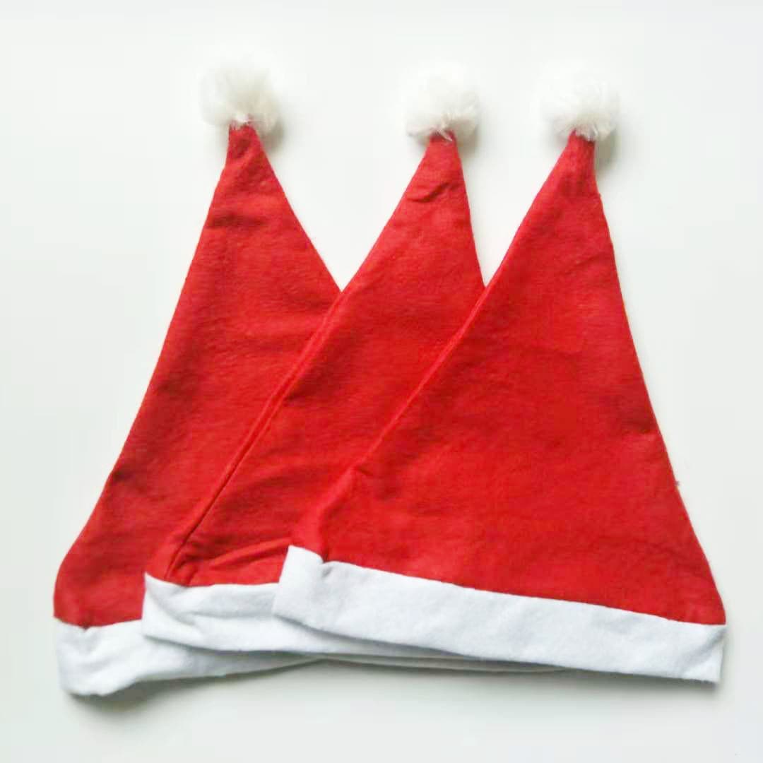 Santa Hat Ordinary Non-woven Fabric Christmas Decoration Hat Children and Adult Santa Cap Factory Wholesale