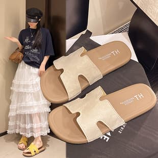 French Open-Toe Flat Sandals for Women 2025 Summer New Style Vacation Flat Non-Slip Beach Sandals