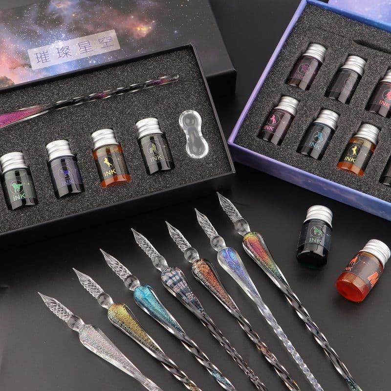 Crystal glass pen signature pen, viral TikTok creative dip pen, student supplies birthday gift giveaway
