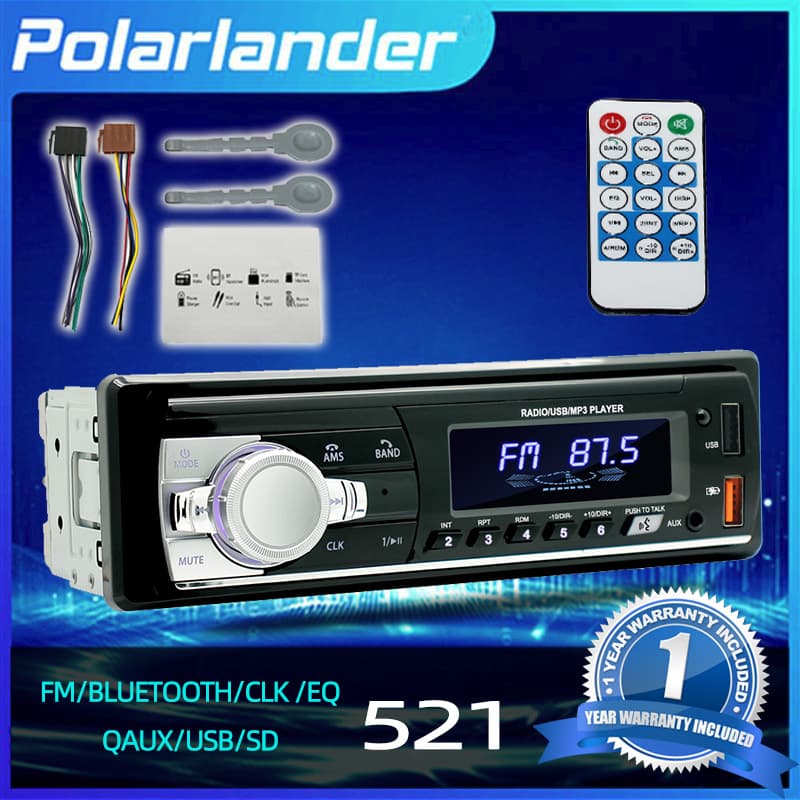 521 Single-DIN Short Dual USB Car Bluetooth MP3 Player