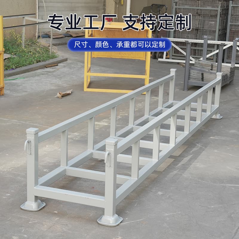 Stacking racks with square tubes, suitable for storing various long goods, accessible by crane, vehicle, or forklift for turnover.