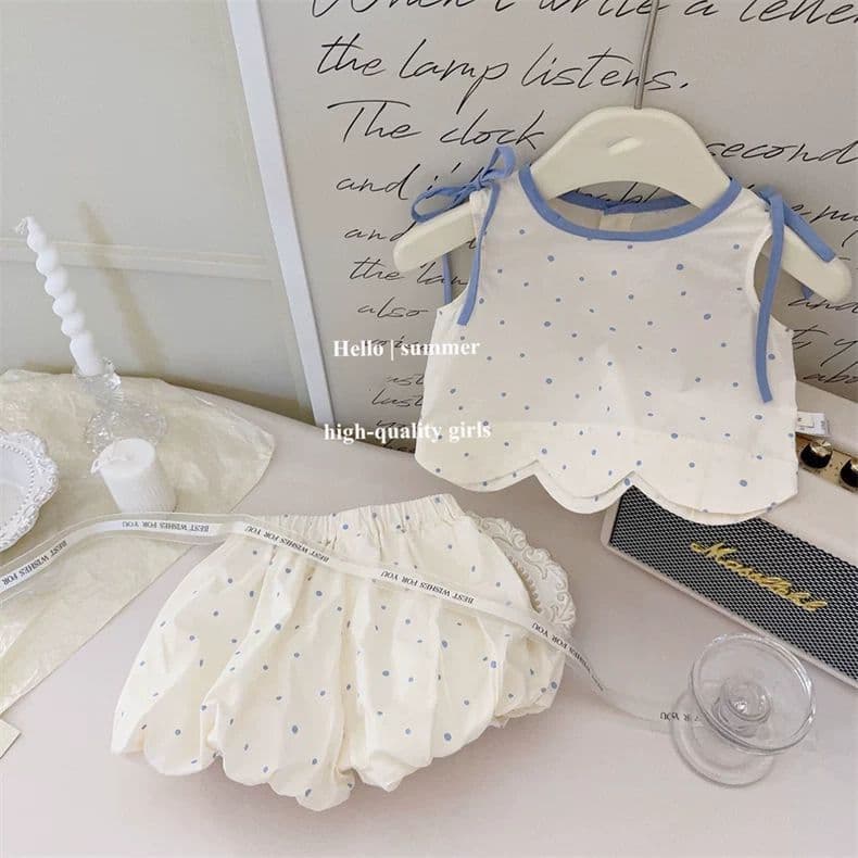 2025 Girls Summer Small Fresh Polka Dot Suit Children's Summer Thin Cute Vest Shorts Summer Two-piece Set