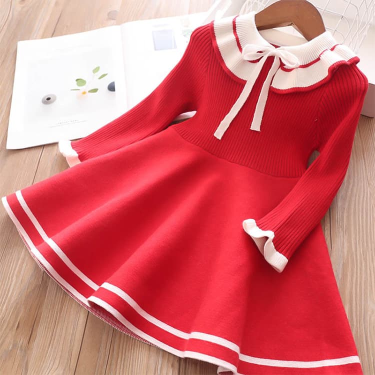 Autumn and winter thick girl's dress, fashionable children's skirt, fashionable princess skirt, trendy girl's knitted sweater skirt, dropshipping