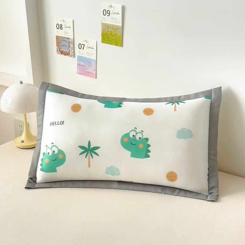 Kids Cartoon Ice Silk Pillowcase and Mat, Nap Pillow for Children, Washable