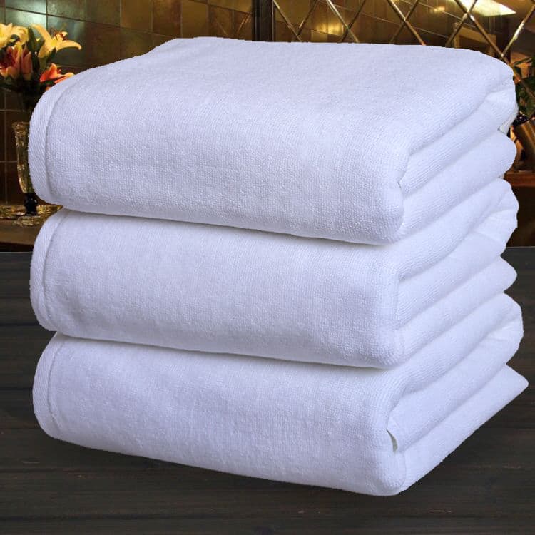 Pure Cotton White Hotel/Homestay Towels and Bath Towels Wholesale, Bathhouse/Beauty Salon Use, All-Cotton, Logo Nail-on