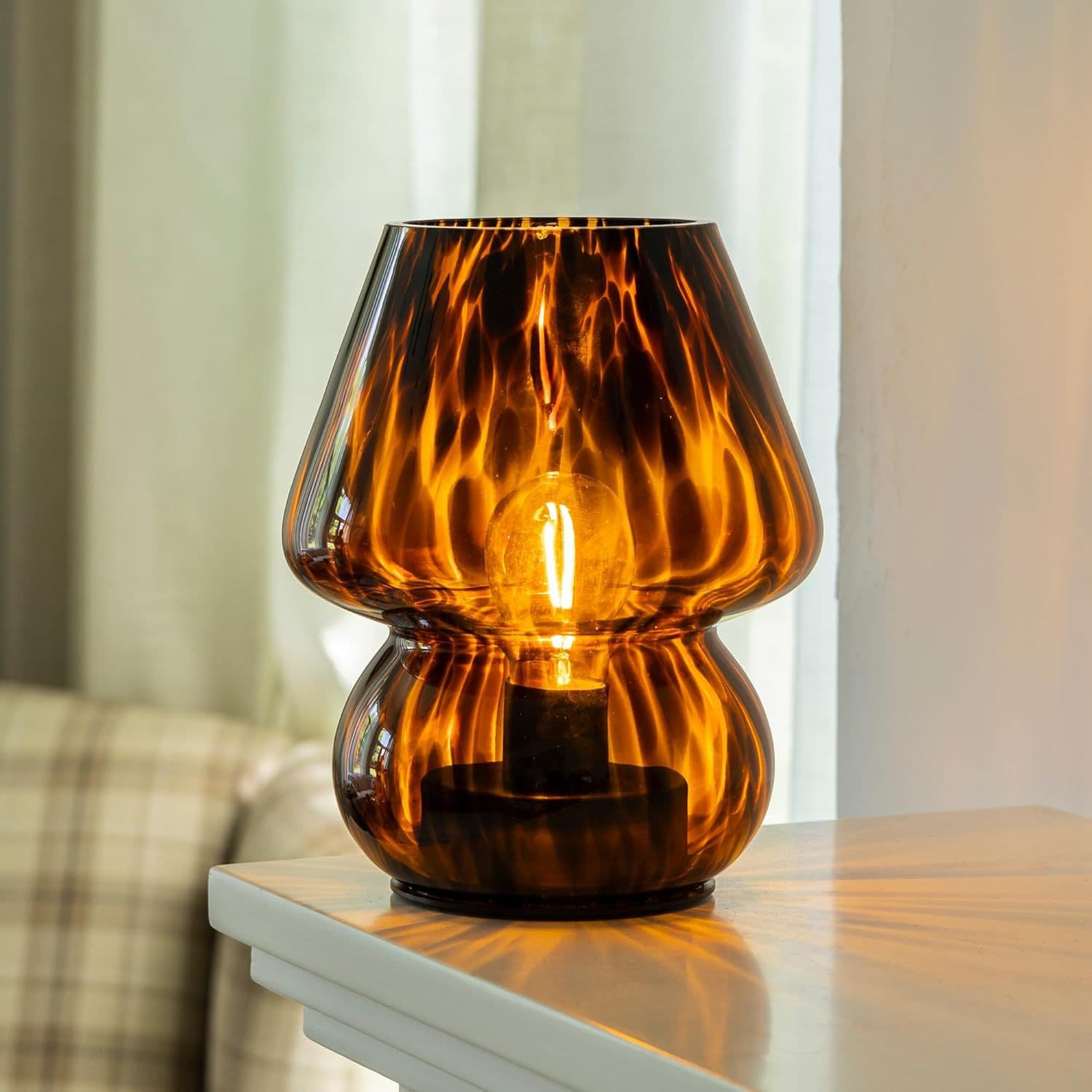 American Retro Mushroom Lamp Table Lamp Bedroom Night Light Bedside Table Glass Decorative Lamp Zhongshan Lighting