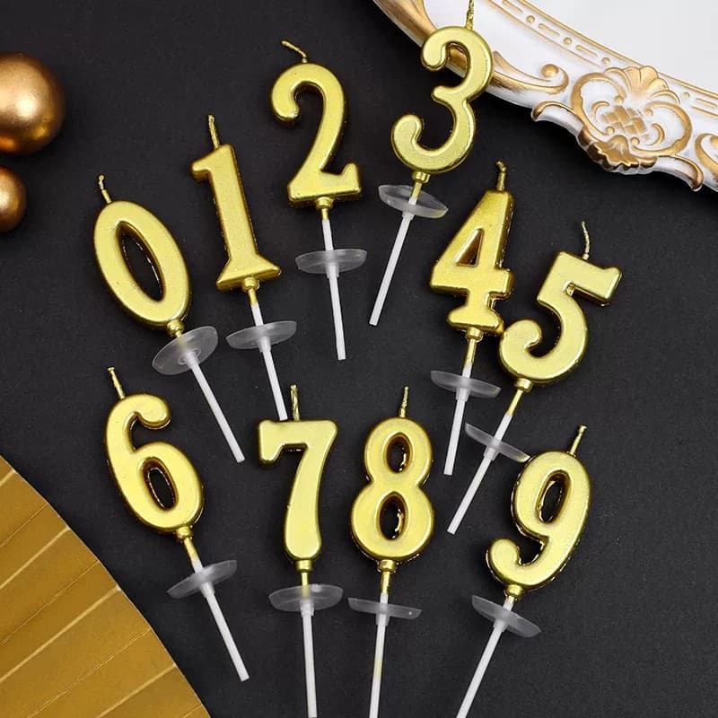 Gold-Plated Long Strip Number Candle Birthday Cake Insert, Individually Boxed, Children's First Birthday Cake Decoration