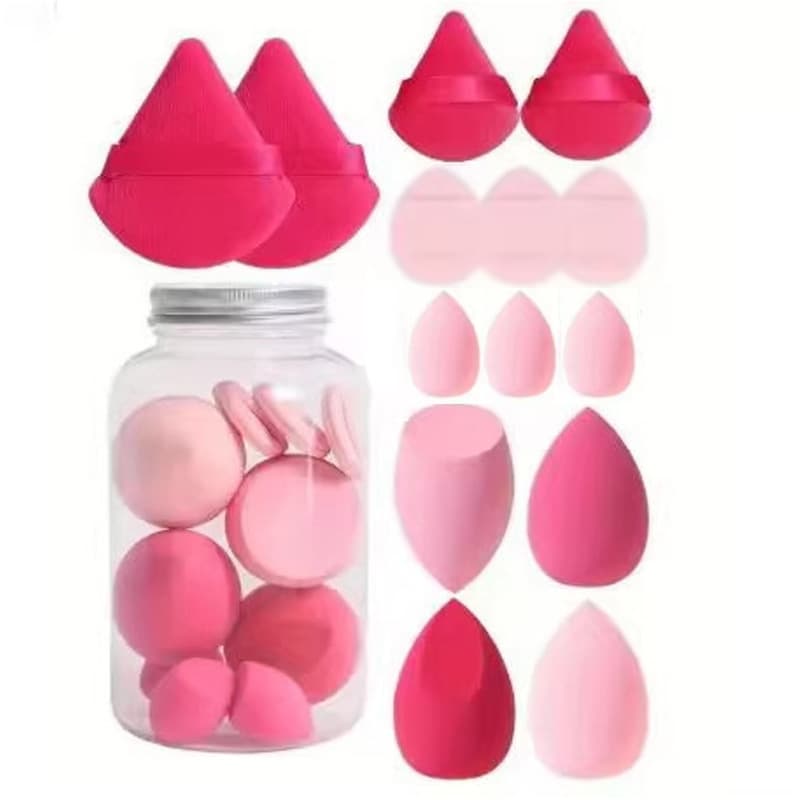 Cross-border Hot Selling Drift Bottle 14-Piece Puff Set Makeup Sponge Thumb Puff Cotton Puff Mini Puff