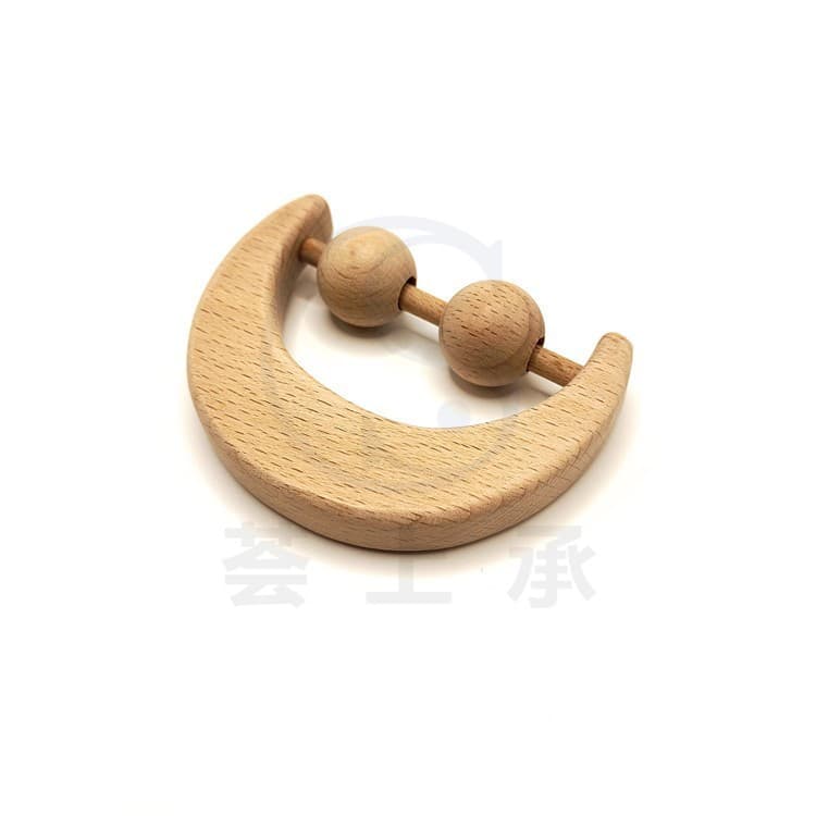 Wooden Baby Rattle Teether Toy for 100-Day and First Birthday Photo Props Accessories Wooden Ring