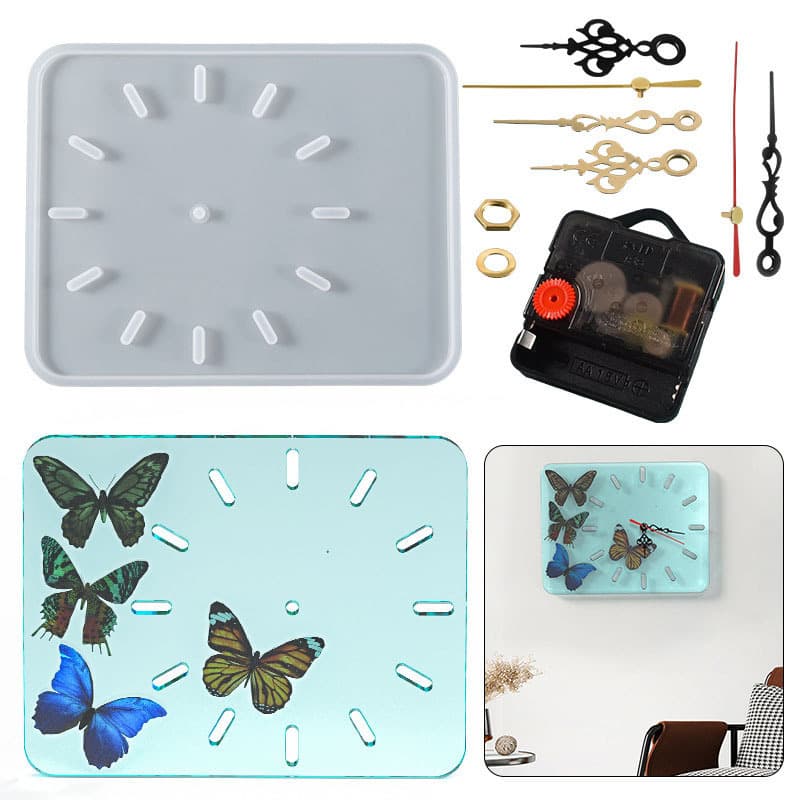 Yumeiren DIY Crystal Epoxy Resin Mold Rectangular Large Wall Clock Table Decoration Silicone Mold Source