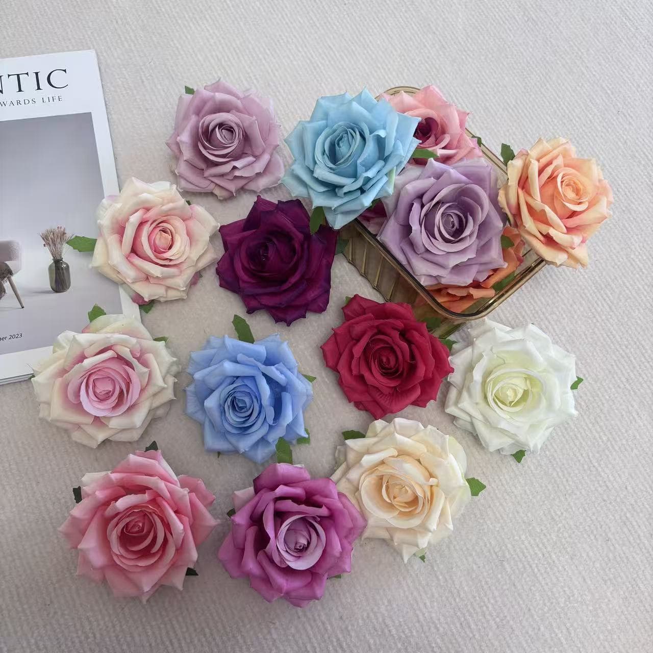 Curled Edge Rose New Style Rose Head Wrapped Core Rose Accessories DIY Handmade Artificial Silk Cloth Headwear Curled Edge Rose