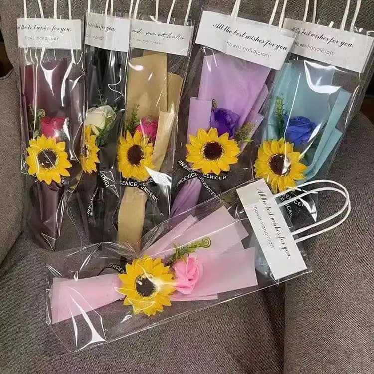 Transparent Flower Bag, Fresh Flower Packaging Bag, Handheld Plastic Bag, Flower Takeout Bag, Wholesale Stock